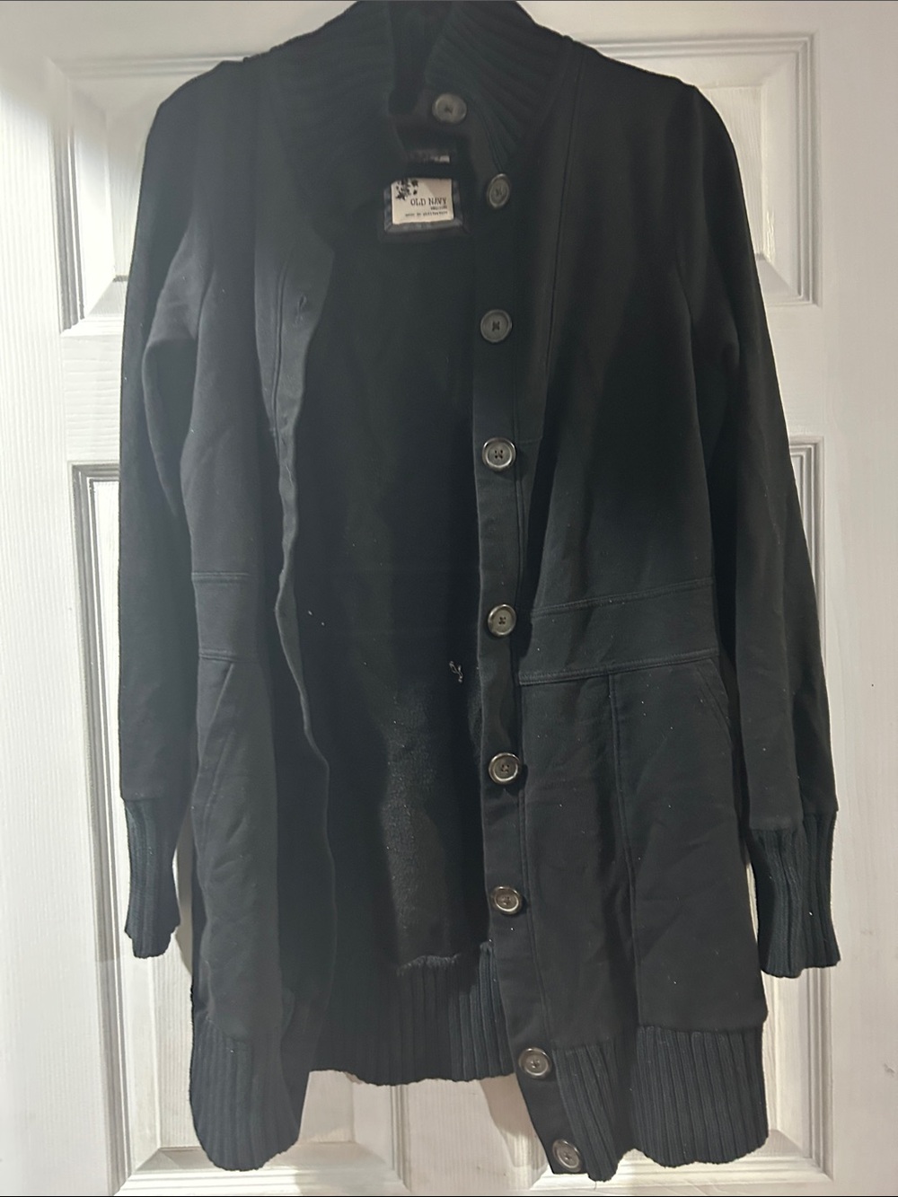 Old Navy Black Button-Front Knit Shirt Jacket Sz M